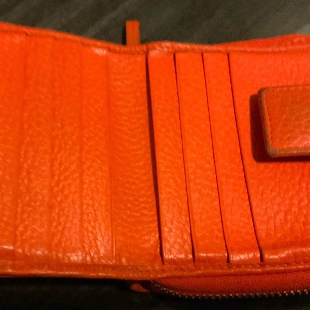 Gucci Signature Monogram Canvas Wallet with Orange Leather Trim